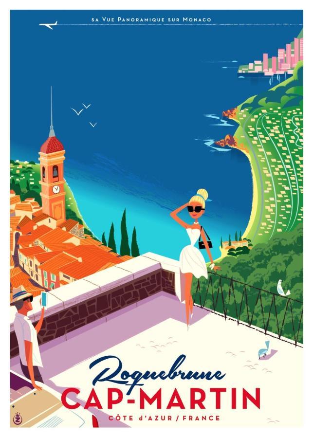 Charmant 2 Pieces Vue Sur Mer Et Monte-Carlo A Roquebrune Cap Martin Exteriör bild